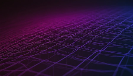 Abstract 3d rendering of wireframe grid. Futuristic technology style.の素材