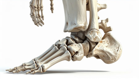Human skeleton anatomy on a white background. 3D illustration, 3D rendering.の素材