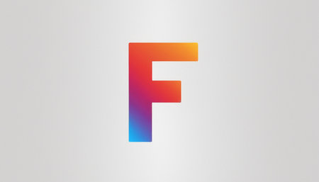 F orange and blue letter on a white background. 3D renderingの素材
