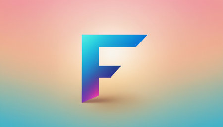 F letter logo on gradient pastel background. 3d illustration.の素材
