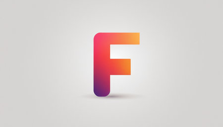 Orange and blue letter F uppercase, isolated on white backgroundの素材