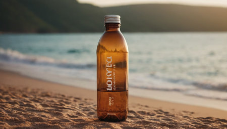 Bottle of Beer on the beachの素材