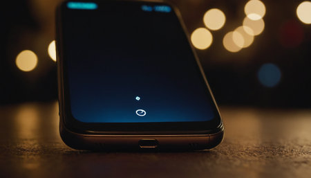 Apple iPhone 6 Plus on wooden table at nightの素材