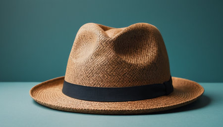 hat on a blue background with a place for your text or imageの素材