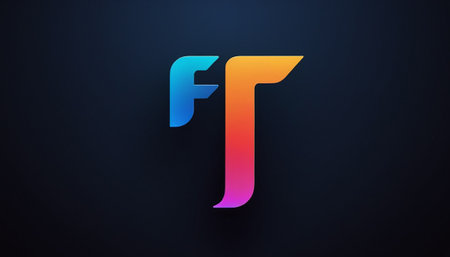 F orange blue alphabet letter logo icon design for company and business. Suitable as a logotypeの素材