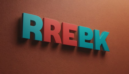Ryeck colorful word on brown background. 3D rendering.の素材