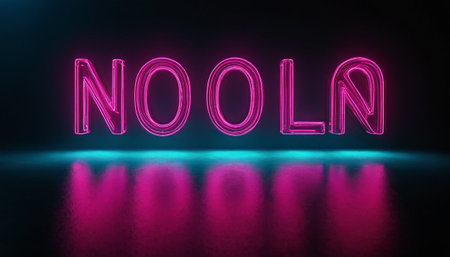 Neon word NOON on a dark background. 3D renderingの素材