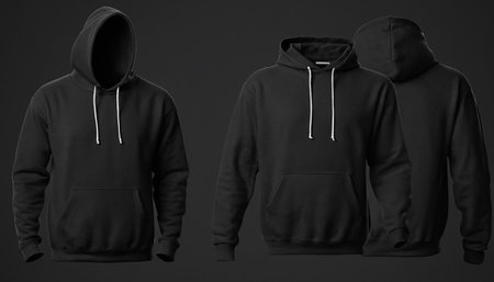 Realistic Detailed 3D Render of Black Hoodie Mockupの素材