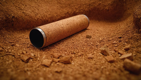 Coffee filter on the background of the coffee ground. Selective focus.の素材