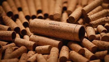Wine corks background. Close up of wine corks.の素材
