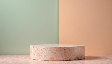 Minimalist background with marble podium for product presentation. 3d renderの素材