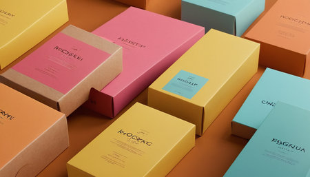 3d rendering of a stack of colorful boxes on top of each otherの素材