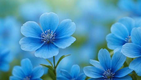 Blue flowers of flax (Nemophila) in springの素材