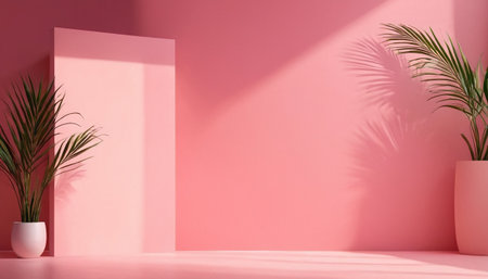 Minimalist interior design. 3D render of room with plants.の素材