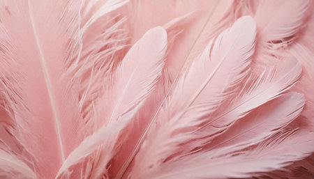 Beautiful pink feathers background texture. Close up of pink feathers.の素材
