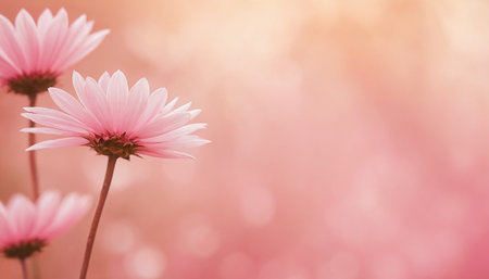 Pink daisy flowers in soft pastel colors with bokeh backgroundの素材