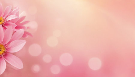 Pink daisy flower on bokeh light background with copy spaceの素材