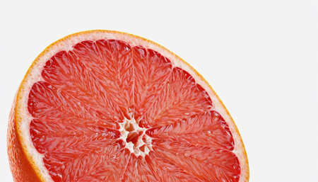 Red grapefruit isolated on white background. Close-up shot.の素材