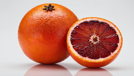 Bloody oranges isolated on white background. Clipping path included.の素材