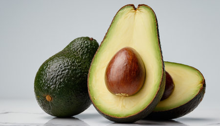 Avocado on a white background. Close-up. Vegetarian food.の素材