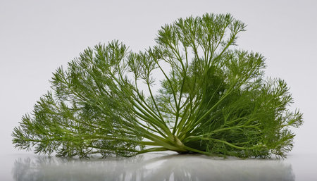 Bunch of fresh green dill isolated on a white background.の素材