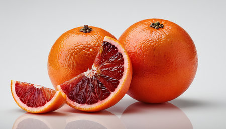 Oranges isolated on white background. Clipping path included in file.の素材