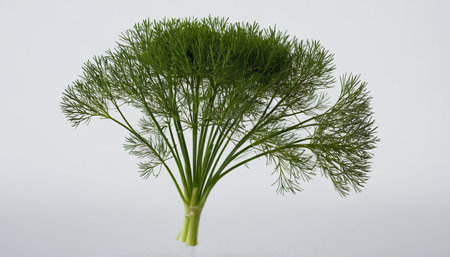Bunch of fresh dill isolated on white background. Studio shot.の素材