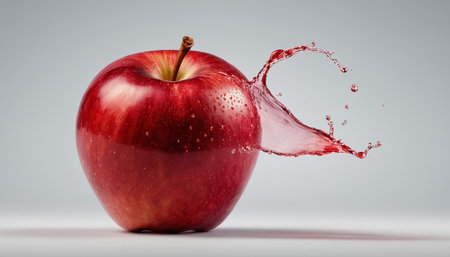Red apple with water splash isolated on white background. 3d illustrationの素材