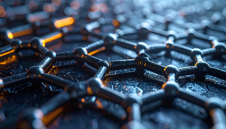 Molecular structure on a black background. 3d illustration.の素材