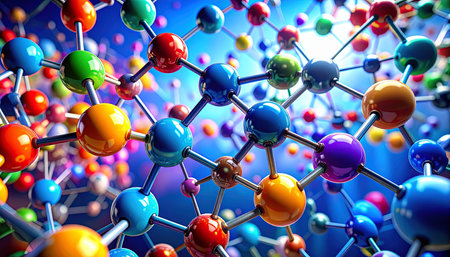 Molecular structure background, 3d rendering. Computer digital drawing.の素材