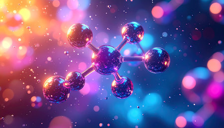 Molecule. 3d illustration. Abstract background. Molecular structure.の素材