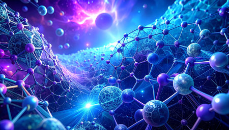 Molecule and communication background for medicine, science, technology, chemistry. 3D renderingの素材