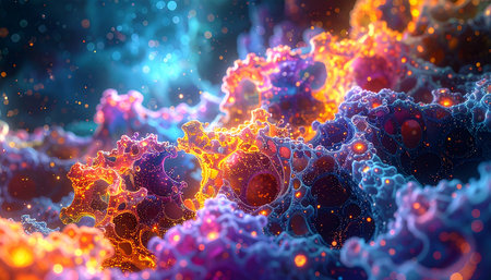 3d render of a medical background with virus cells. Virus cells.の素材