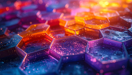 Abstract hexagon background. 3d rendering, 3d illustration.の素材