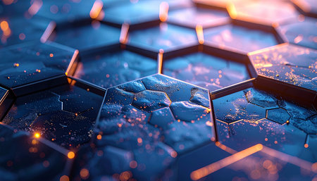 Abstract background of hexagons. 3d rendering, 3d illustration.の素材