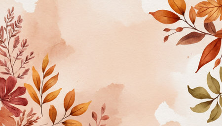 Watercolor autumn leaves background. Hand painted watercolor illustration. Autumnal design.の素材