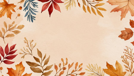Watercolor autumn leaves background. Hand painted watercolor autumn leaves background.の素材