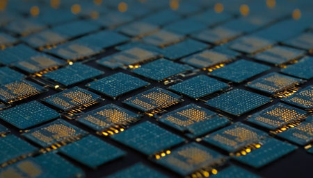 Close up of microchips on a computer processor. Selective focus.の素材
