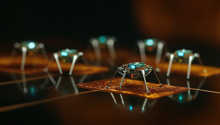 Futuristic 3D Illustration of a Spiders on a Tableの素材