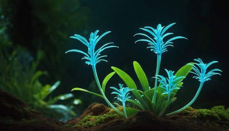 Plants in the aquarium. Underwater world. 3d renderの素材