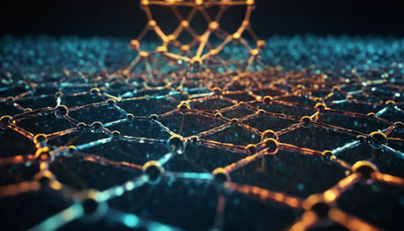 Abstract 3d rendering of chaotic structure. Futuristic background with connecting dots and lines. Big data visualization.の素材