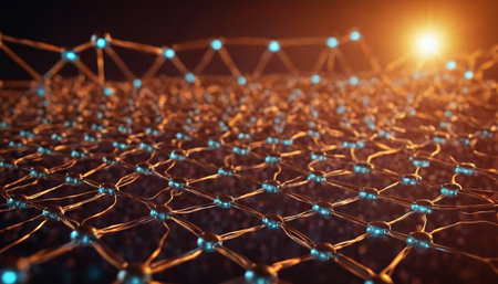 Network connection structure. 3d rendering abctract background with depth of fieldの素材