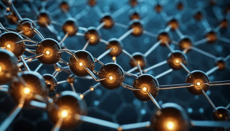 3d rendering molecule structure with light bulbs. Science and medical backgroundの素材
