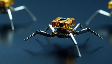 Robot model on a dark background. Close-up. Macroの素材