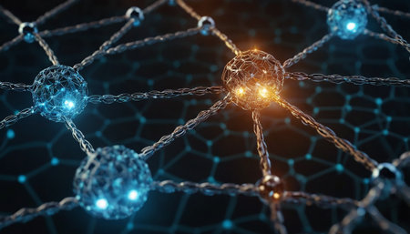 Network connection structure. 3d illustration. Science and technology background.の素材