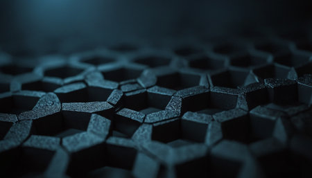 Abstract 3d rendering of honeycomb structure. Futuristic background with hexagons.の素材