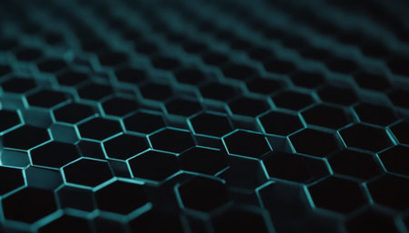 Blue hexagon background. 3d rendering, 3d illustration.の素材
