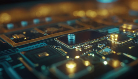 Close-up of electronic circuit board. Selective focus. Technology concept.の素材
