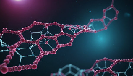 3d render of DNA molecule structure. Science and medical background.の素材