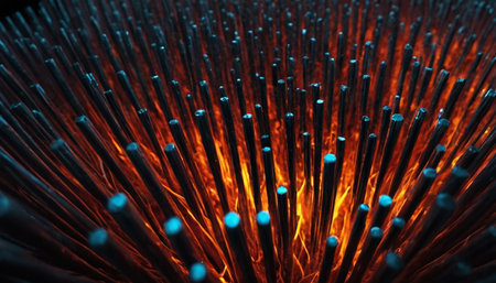 Fiber optic cable close-up. Computer generated 3D photo renderingの素材